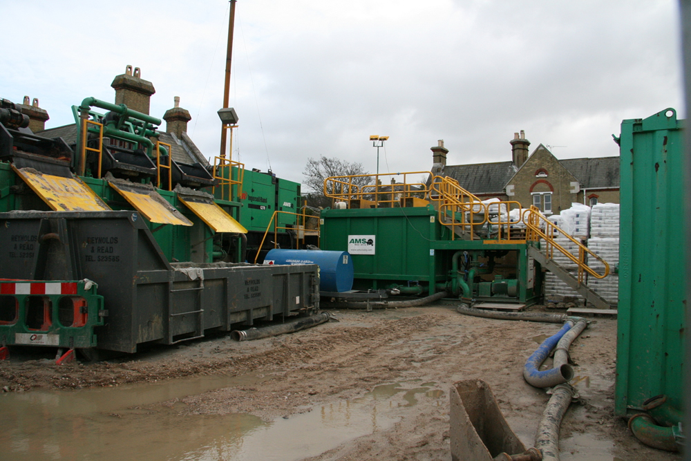 The reception site showing mud mixing and recycling facilities