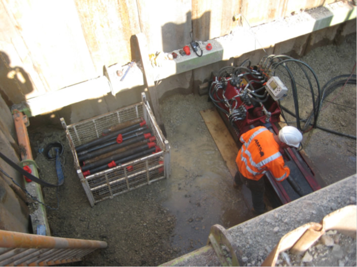 AMS No-Dig's Pit Launch directional drilling rig in place ready to start drilling