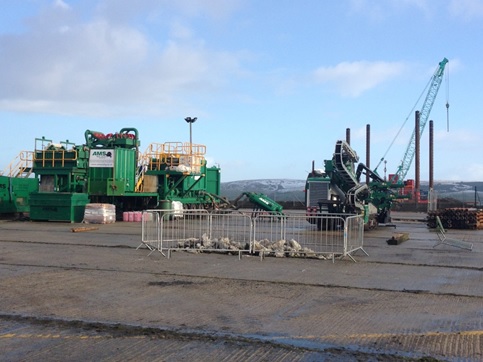 Site setup at Port Rodie including the Prime PD60/30 and mud recycling equipment