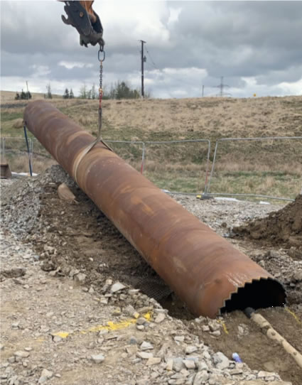Casing pipe ready to be installed by Pipe Ramming